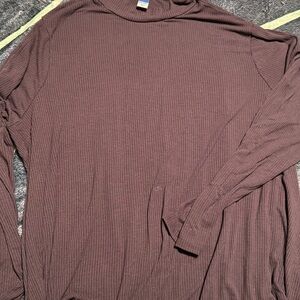 Ribbed Long Sleeve Top in Brown